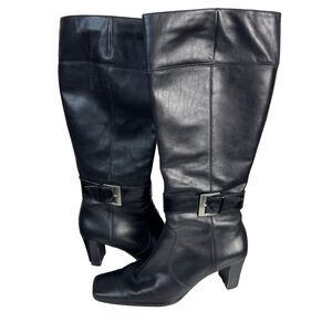 Nine & Company Black Knee 17" High Boots Zipper‎ Sides 6.5 M Y2K 90’s Vibe